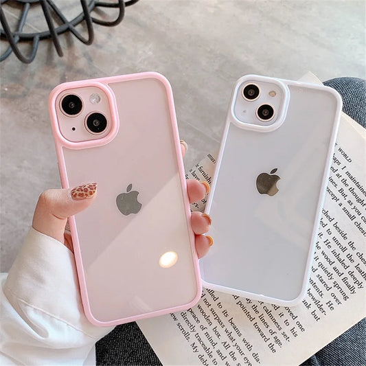 Shockproof Silicone Bumper Phone Case For iPhone 15 14 11 12 13 Pro Max X XS XR 8 7 Plus Transparent Protection Back Cover