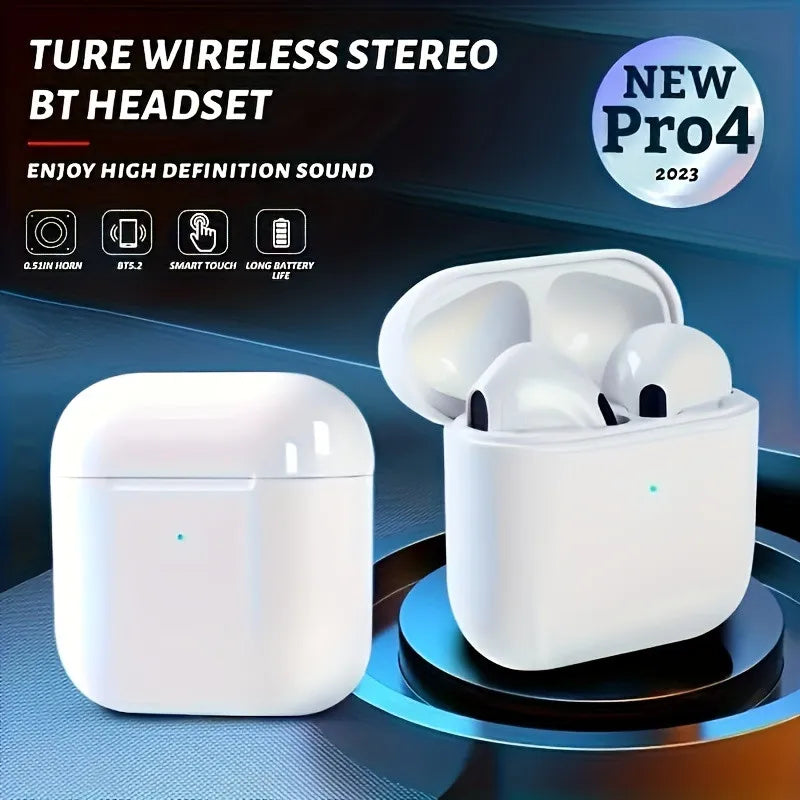 Pro 4 TWS Wireless Headphones Earphone Bluetooth-compatible 5.3 Waterproof Headset with Mic