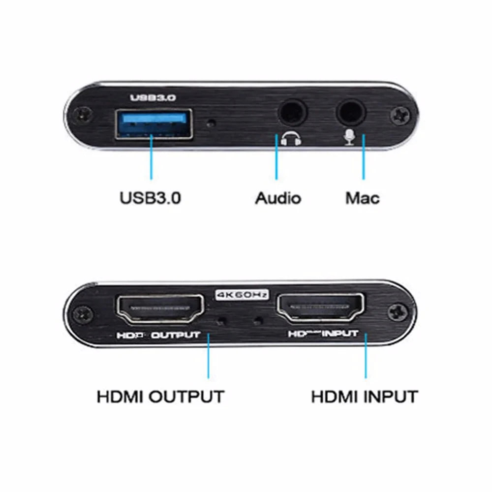 4k 1080p 60fps Hd Video Capture Card HdTV Camera Recording Box - Compatible With Usb 3.0pc Live Streaming Grabber Recorder